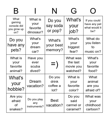 Customer Bingo Card
