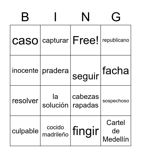 Bingo: Lejos de casa Bingo Card