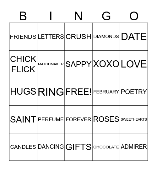 CUPID Bingo Card
