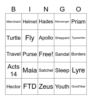 Hermes Bingo Game Bingo Card