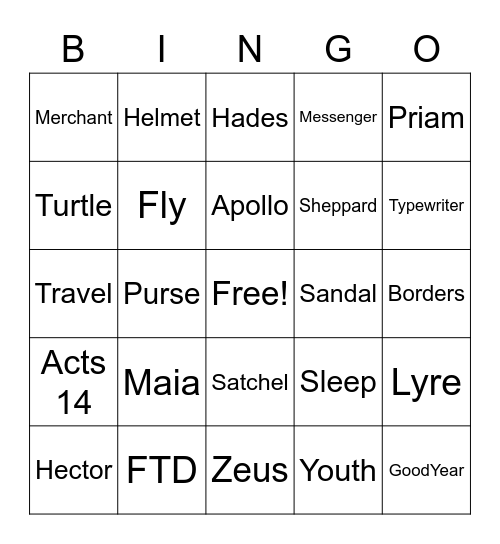 Hermes Bingo Game Bingo Card