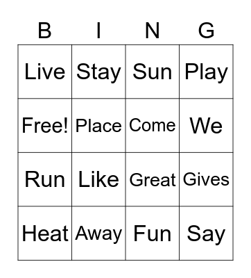 Group a (I) Bingo Card