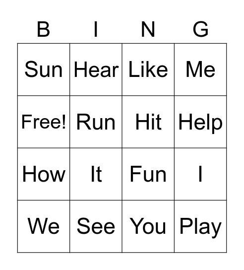 group b Bingo Card