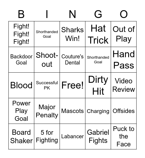 SHORKS Bingo Card