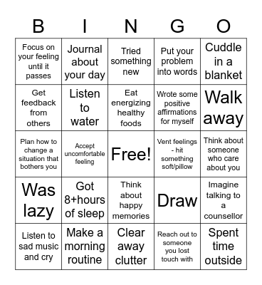 Self Care Bingo Card