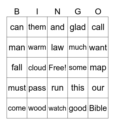 Word Building 1013/1014 Bingo Card