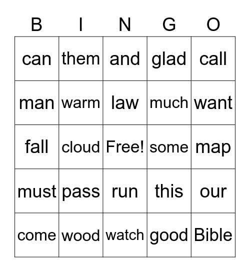 Word Building 1013/1014 Bingo Card
