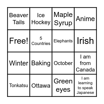 Getting to Know You Bingo Card