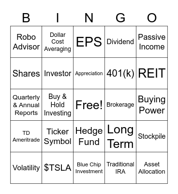 I Am A Black Woman & I Invest Bingo Card