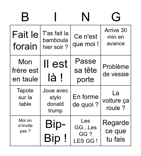 VALENTINO Bingo Card