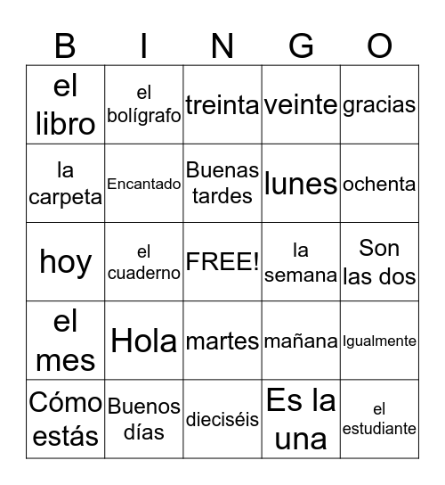 Para Empezar Bingo Card