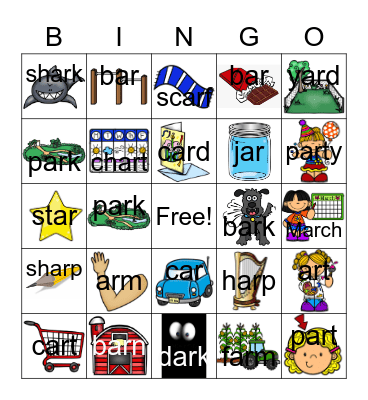 R Controlled - AR words Bingo Card