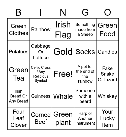 Carta St. Paticks Day Bingo! Bingo Card