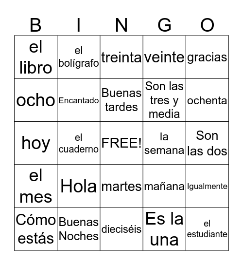 Para Empezar Bingo Card