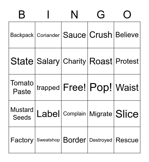 M1/13 BINGO Final Practice Bingo Card