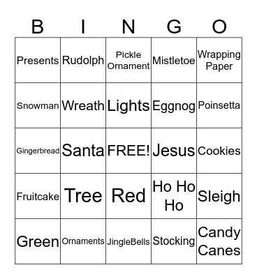 Christmas Bingo Card