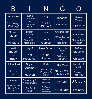 TPO Music Bingo Card