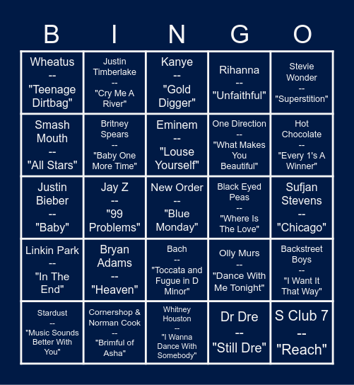 TPO Music Bingo Card