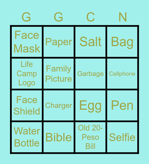 Scavenger Hunt Bingo Card