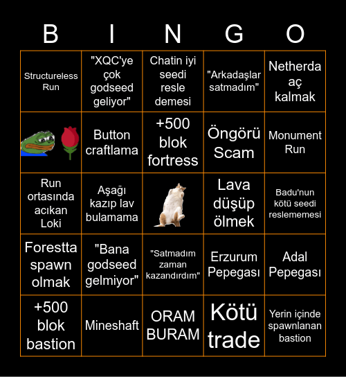 Badu Speedrun Bingo Card