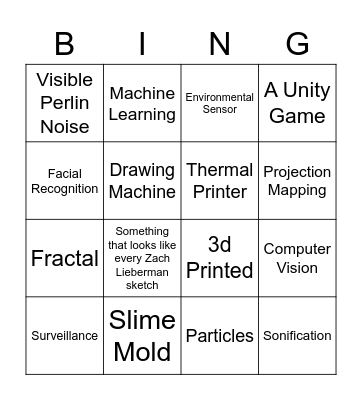 Computational Arts Project Bingo Card