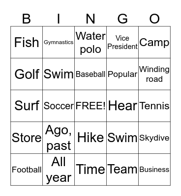 I'm tired!!!!' Bingo Card