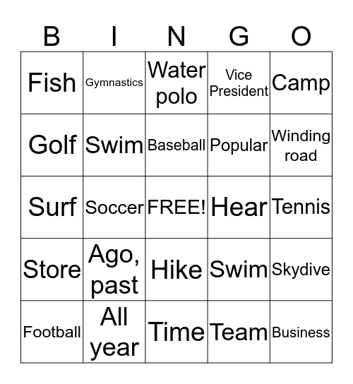 I'm tired!!!!' Bingo Card