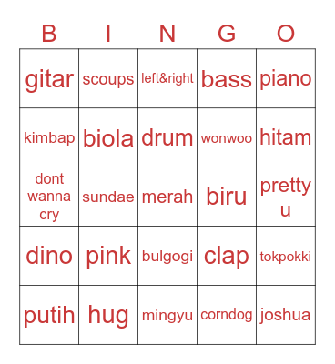 B Bingo Card