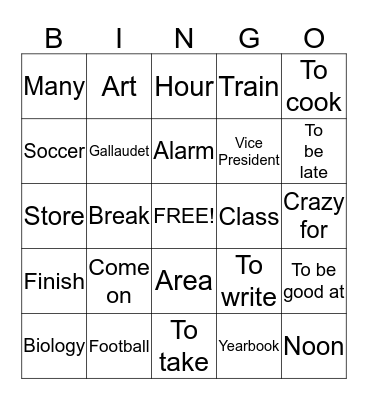 ASL Bingo Card