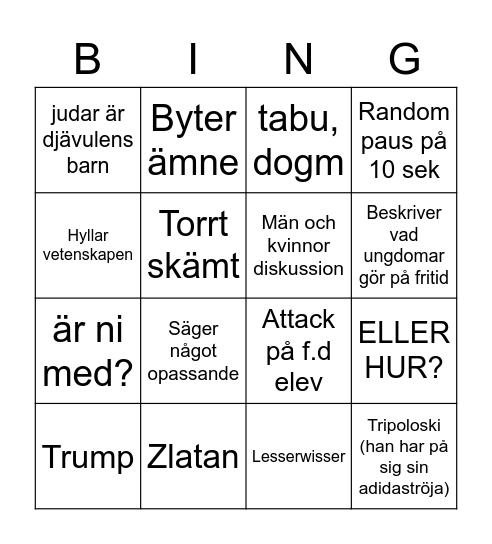 Religionsbingo Card