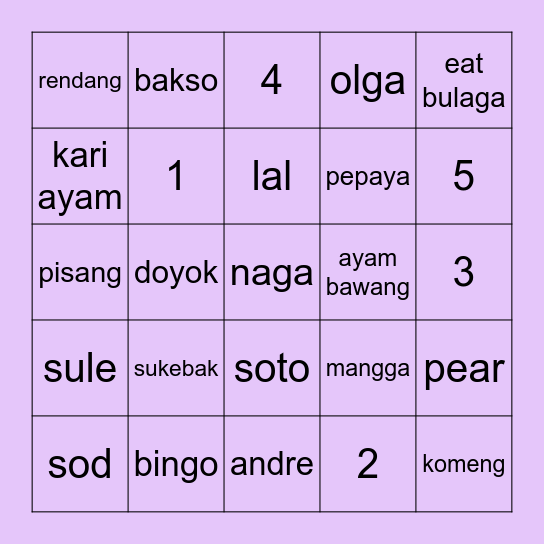 myem Bingo Card