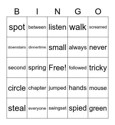 Jackson's Bingo Card