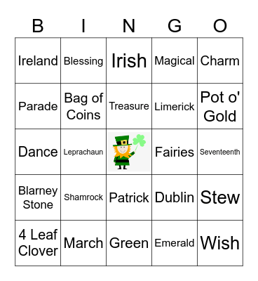Menihek High School St Patrick's Day Bingo Card