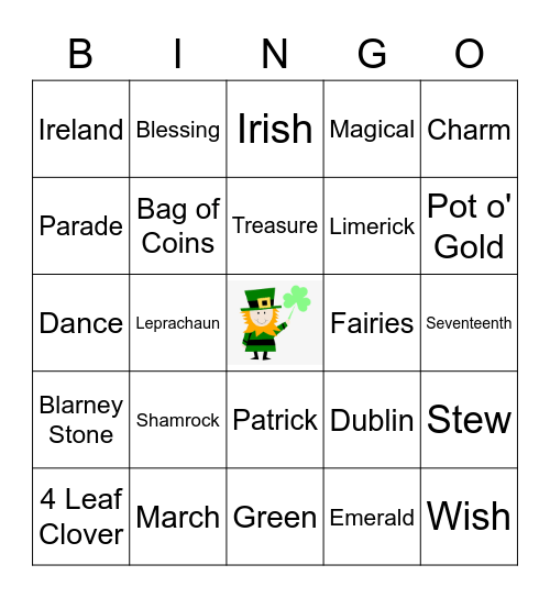 Menihek High School St Patrick's Day Bingo Card