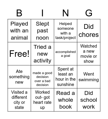 Spring Break Bing! Bingo Card
