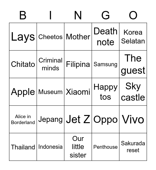 Punya Valeska. Bingo Card