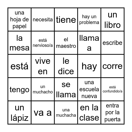 Vocabualrio: Mi vida escolar Bingo Card