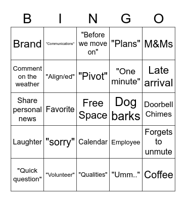 MCEO Admin Team Bingo Card