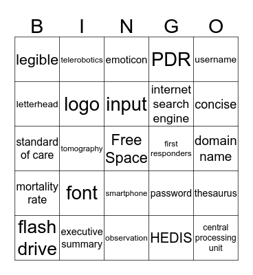 Chapter 3 Bingo Card