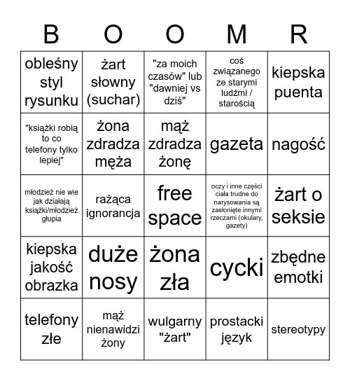 boomer bongo Bingo Card