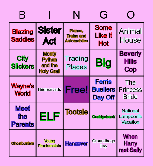 Best Funny Movies Bingo Card