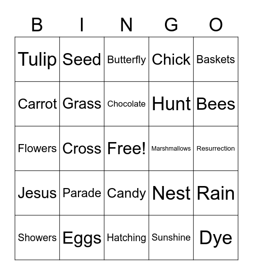 Easter Bingo Card