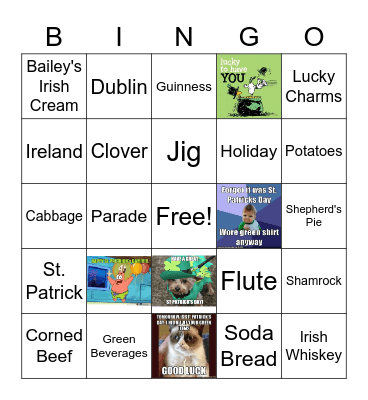 Saint Patrick's Day Bingo Card