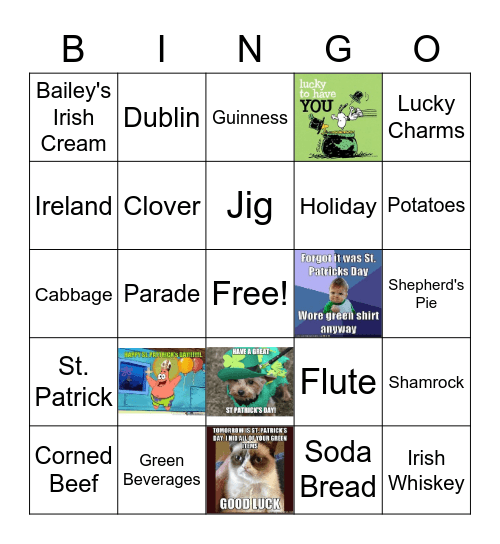 Saint Patrick's Day Bingo Card