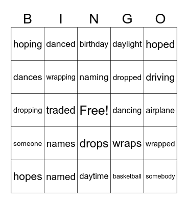 3-3/15 Bingo Card