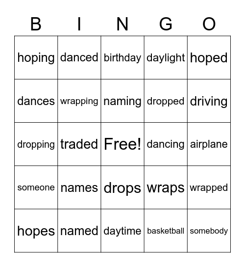 3-3/15 Bingo Card