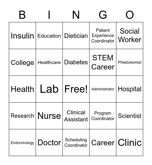STEM Careers Bingo Card
