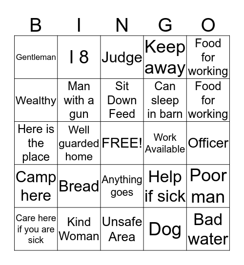 HOBO Bingo Card