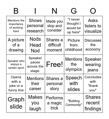 TEDxBYU BINGO Card