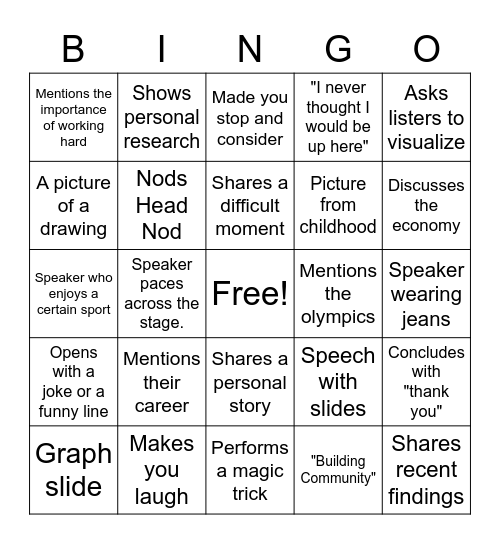 TEDxBYU BINGO Card